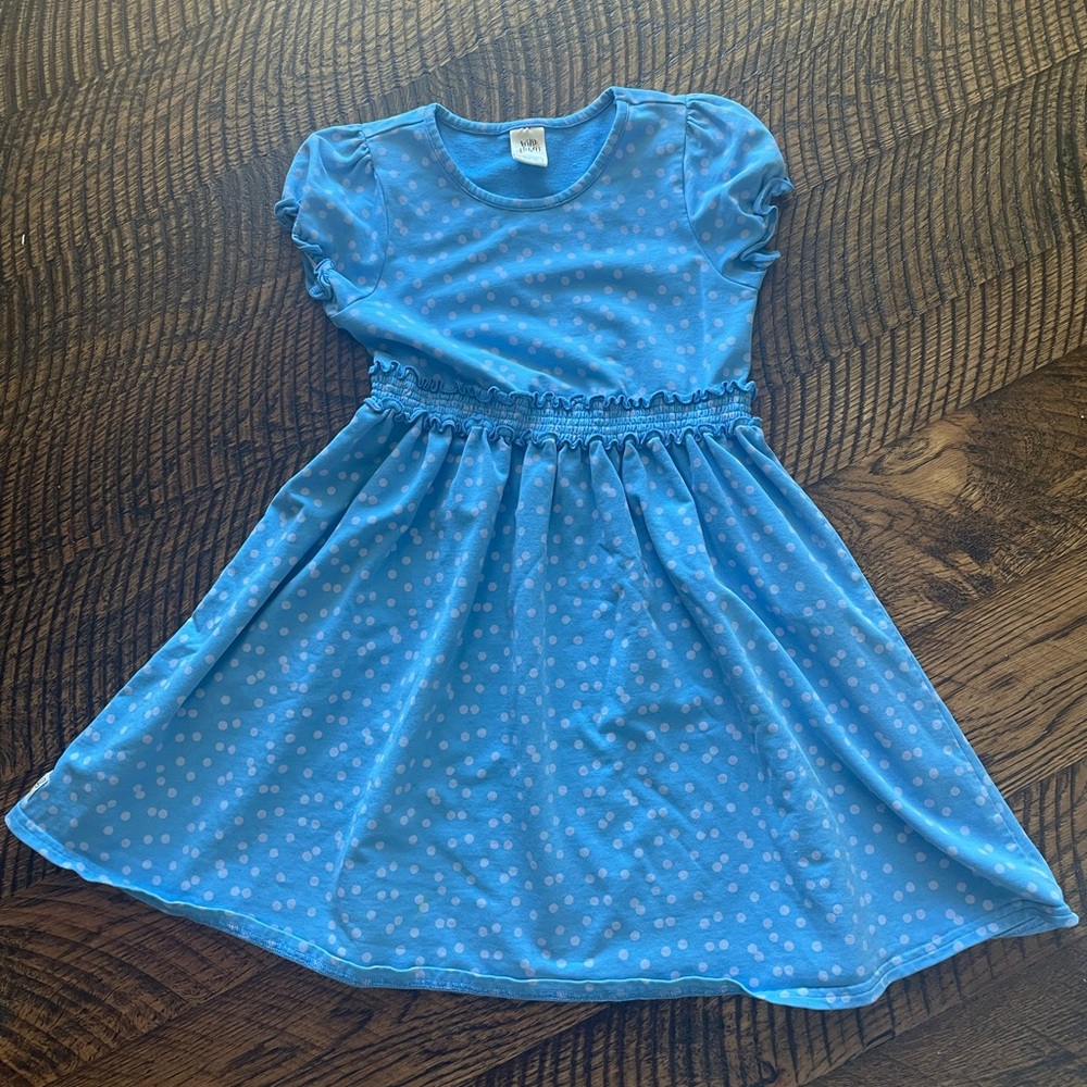 VGUC — Wildflowers blue polka dot dress — size 10